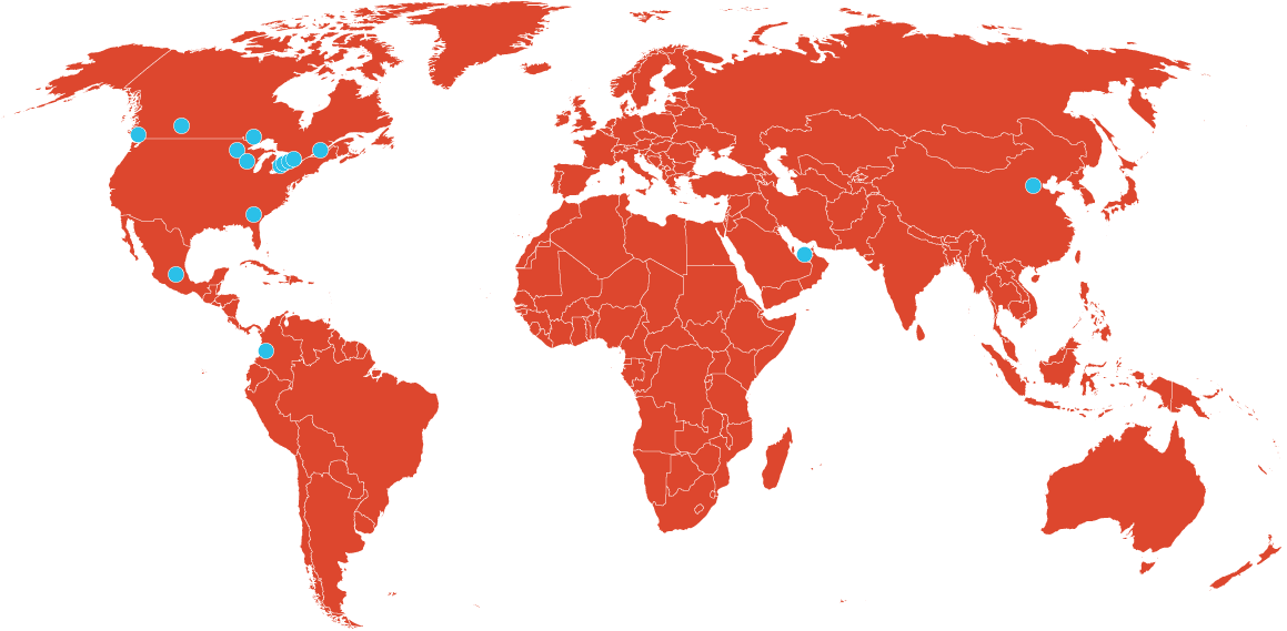 A map showing the countries and proviences that have expressed intrest in IISD's Community Indicators Work